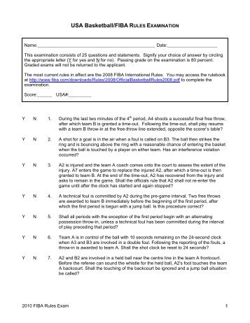 USA Basketball/FIBA RULES EXAMINATION