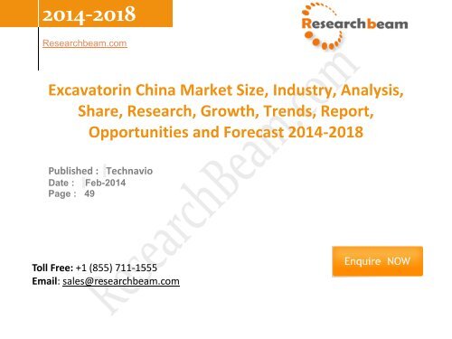 Excavatorin China Market Size, Industry, Analysis, Share, Research, Growth, Trends 2014-2018