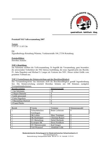 Protokoll der Vollversammlung vom 15.07.07 - NiedersÃ¤chsische ...