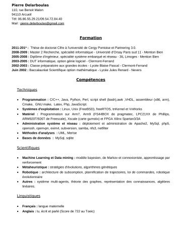 CV (french version) - ETIS - Ensea