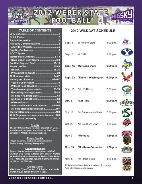 2012 Information Guide - Weber State University Athletics