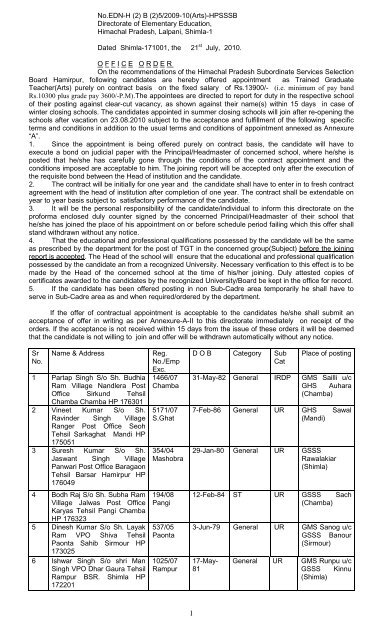 No.EDN-H (2) B (2) - Government of Himachal Pradesh | Portal Home