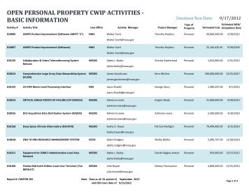 open personal property cwip activities - basic information - NOAA