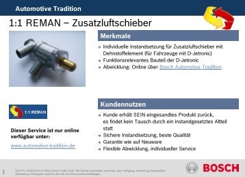 1:1 REMAN â Zusatzluftschieber - Bosch Automotive Tradition
