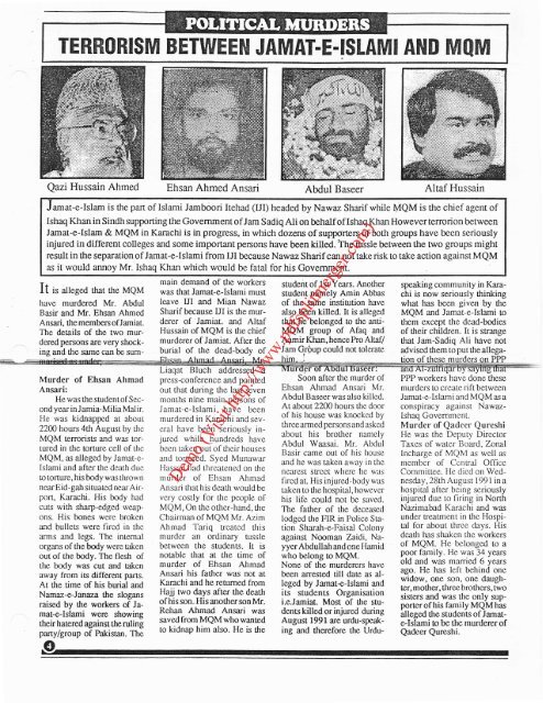 MQM As A Terrorist Organization Since 1992 Part 4A of 4 - Sindhi ...