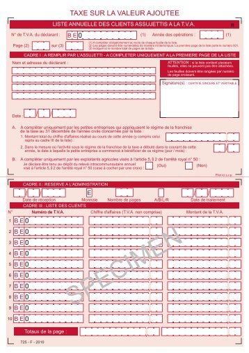 liste annuelle des clients assujettis a la t.v.a. - Juristax