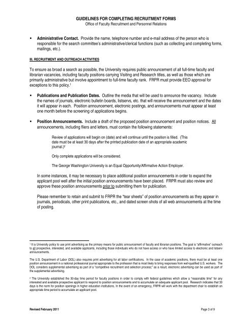 Guidelines for Completing Recruitment Forms - Office of the Provost ...