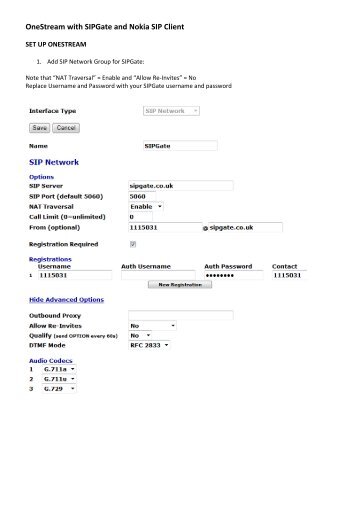 OneStream with SIPGate and Nokia SIP Client - TelecomFM