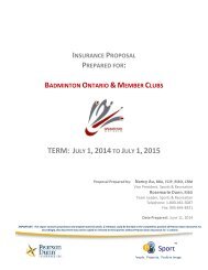 Insurance Renewal Proposal Prepared for - Badminton Ottawa