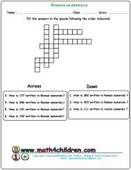 Roman numerals puzzle - Math for Children
