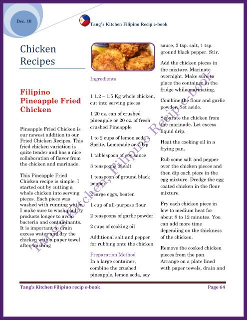 TANG’S KITCHEN FILIPINO RECIP