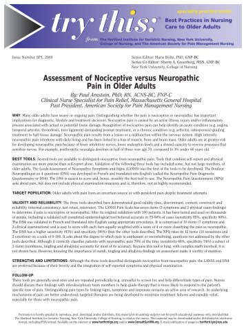 Assessment of Nociceptive versus Neuropathic Pain in Older Adults