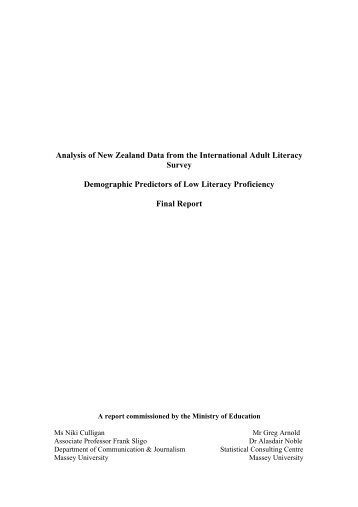Analysis of New Zealand Data from the ... - Massey University
