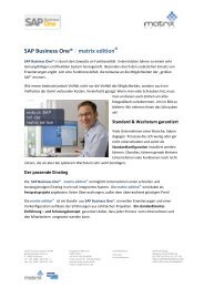 SAP Business One® / matrix edition - Matrix Business Solutions