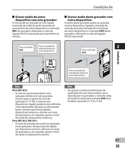 INSTRUÃÃES GRAVADOR DE VOZ DIGITAL - Olympus