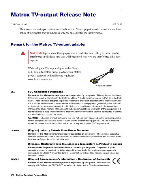 Configuration du logiciel - Matrox