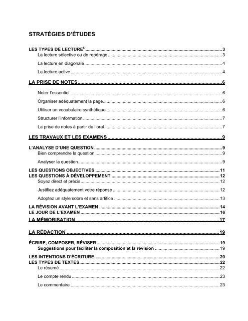 strategies d etudes universite du quebec