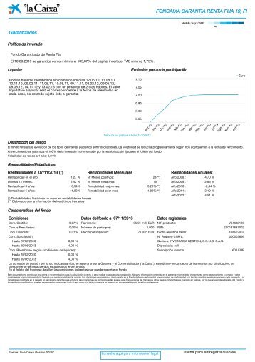 FONCAIXA GARANTIA RENTA FIJA 19, FI Garantizados - la Caixa