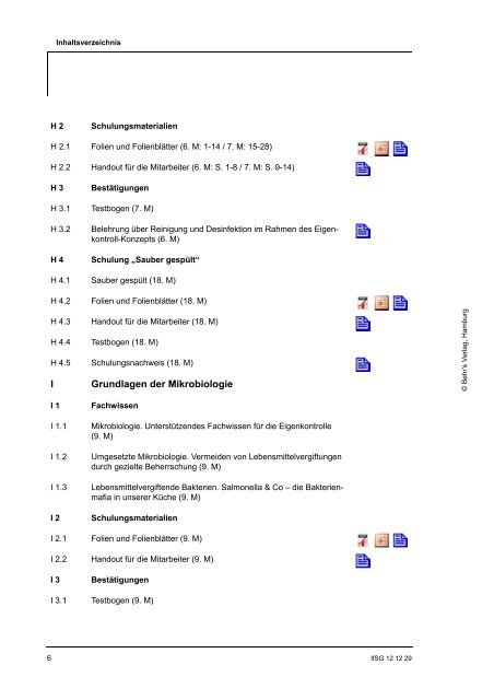 Inhaltsverzeichnis - HACCP