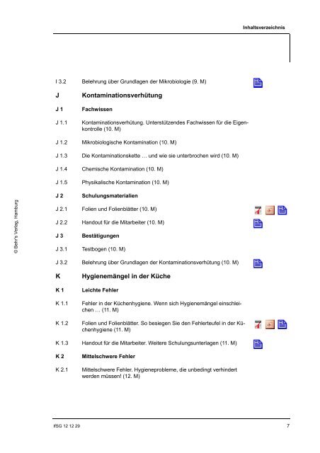 Inhaltsverzeichnis - HACCP