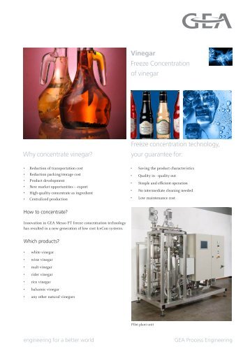 Vinegar Freeze Concentration of vinegar - GEA Messo PT