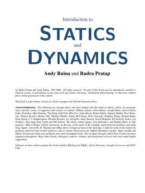 Introduction to and Andy Ruina and Rudra Pratap