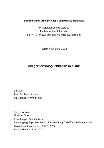 IntegrationsmÃ¶glichkeiten mit SAP - Forschungsgruppe Betriebliche ...