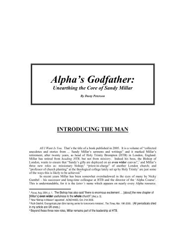 Alpha's Godfather: Unearthing the Core of Sandy ... - Moriel Ministries