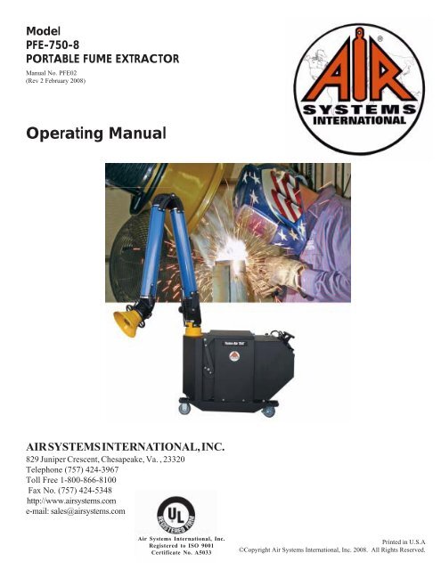 PFE-750 Portable Fume Extractor - Air Systems International