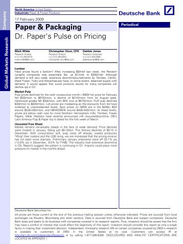 February 17, 2009 Dr. Paper's Pulse On Pricing - Uswa12943.org