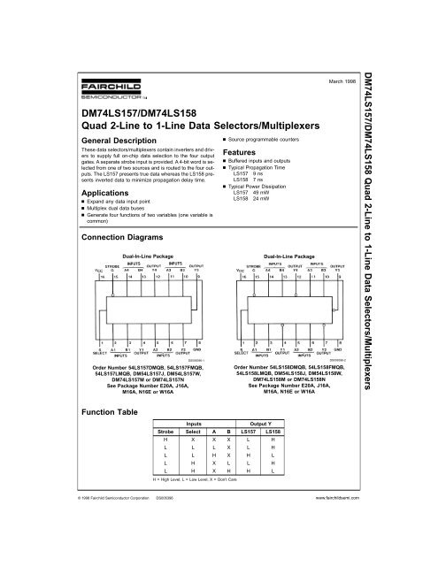 DM74LS157/DM74LS158 Quad 2-Line to 1-Line Data Selectors ...