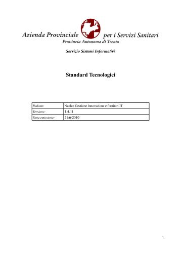 Standard Tecnologici - Azienda Provinciale per i Servizi Sanitari