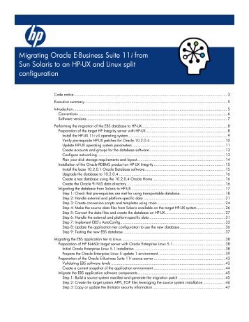 Migrating Oracle E-Business Suite 11i from Sun ... - Hewlett Packard