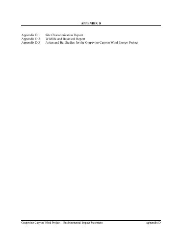 APPENDIX D Appendix D.1 Site Characterization Report Appendix ...