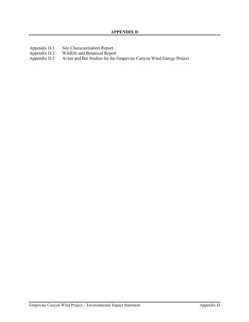 APPENDIX D Appendix D.1 Site Characterization Report Appendix ...