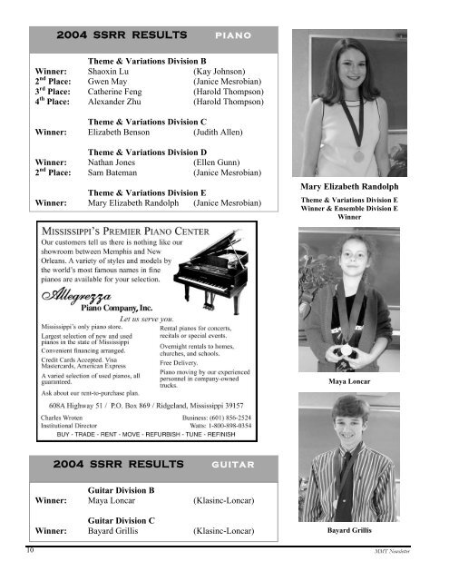 MMTA Summer 2004 Newsletter - Mississippi Music Teachers ...