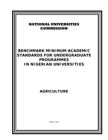 BMASS Agriculture - National Universities Commission