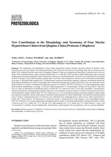 New Contribution to the Morphology and Taxonomy of Four Marine ...