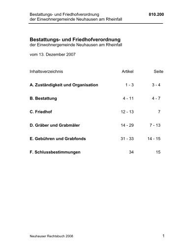 Bestattungs- und Friedhofverordnung - Gemeinde Neuhausen am ...