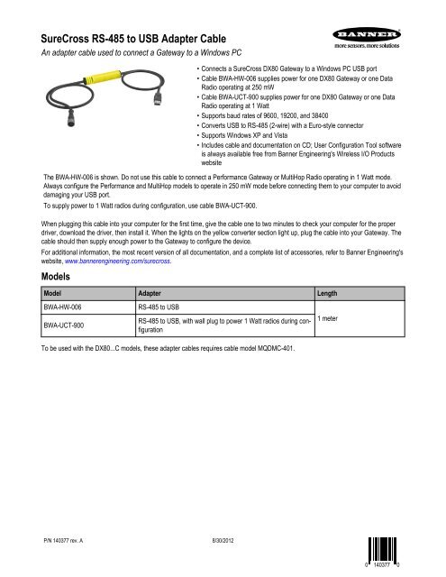 Surecross Rs 485 To Usb Adapter Cable