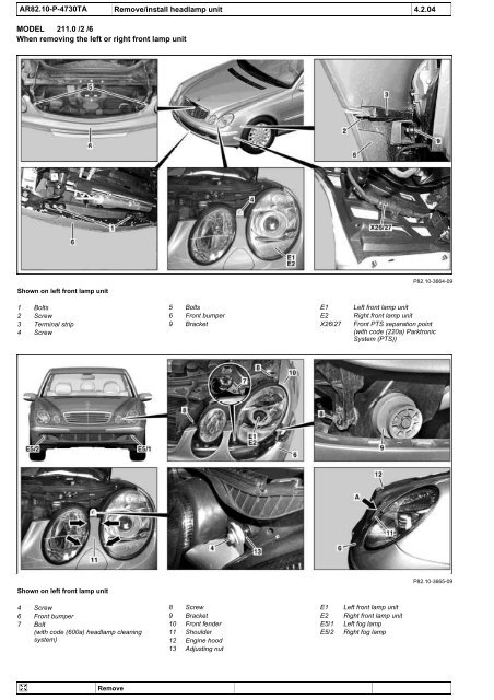 W211 headlight adjustment online