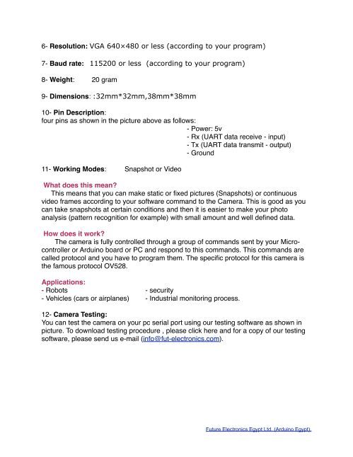 RSV5-C328 camera data sheet - Arduino Egypt