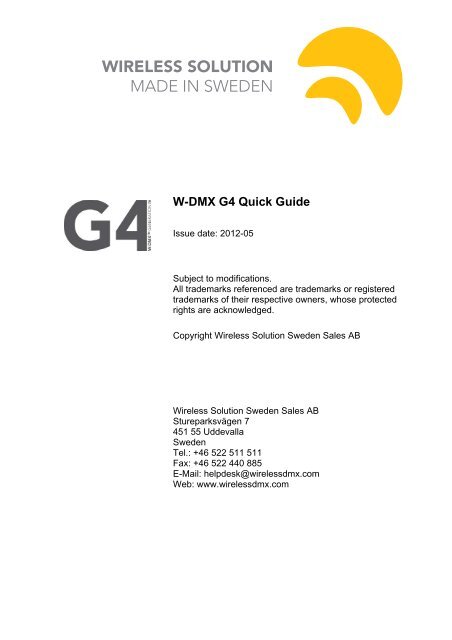 W Dmx G4 Quick Guide Act Lighting