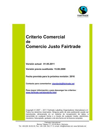 Criterio Comercial Comercio Justo Fairtrade - CEI