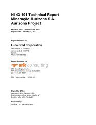 NI 43-101 Technical Report - Aurizona - Resource ... - Luna Gold