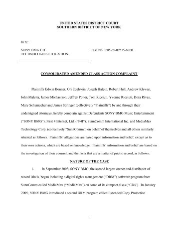 Sony Consolidated Amended Complaint - Girard Gibbs LLP