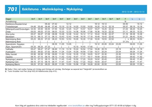 701 Eskilstuna - MalmkÃ¶ping - NykÃ¶ping