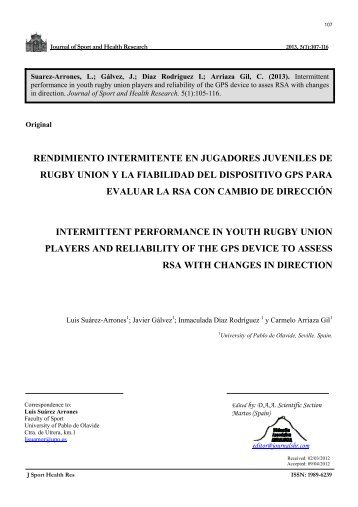 rendimiento intermitente en jugadores juveniles de rugby union y la ...