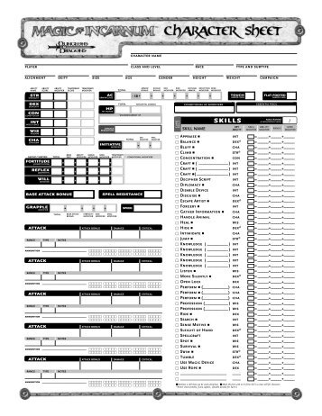 Incarnum Character Sheet