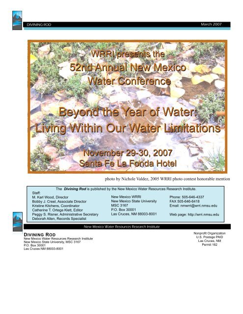 Vol. XXX, No. 1 - Water Resources Research Institute - New Mexico ...